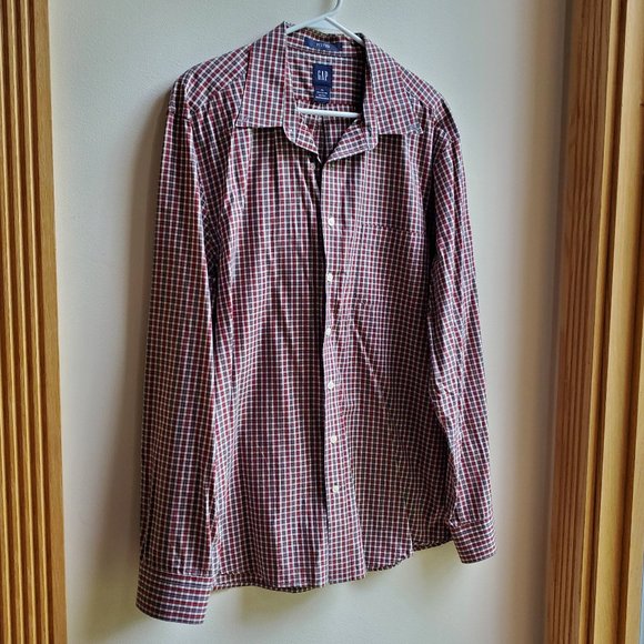 NWOT GAP 100% Cotton Fitted Plaid Shirt Size XL - Picture 2 of 16